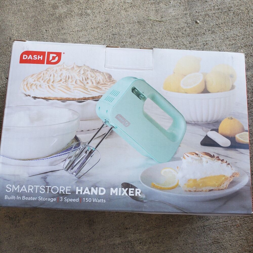 Dash SmartStore™ Compact Hand Mixer Electric Whipping, Mixing 3 Speed 150W Aqua